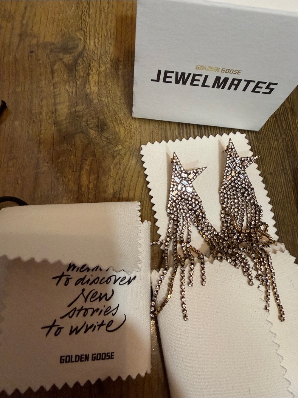 Golden Goose Gold Crystal Star Fringe Drop Earrings - Picture 3 of 8